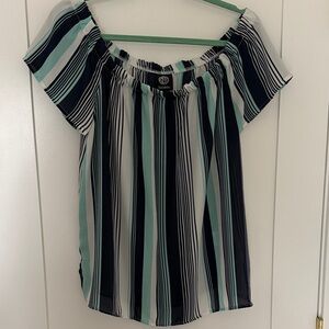 Bobeau Striped Off-Shoulder Top